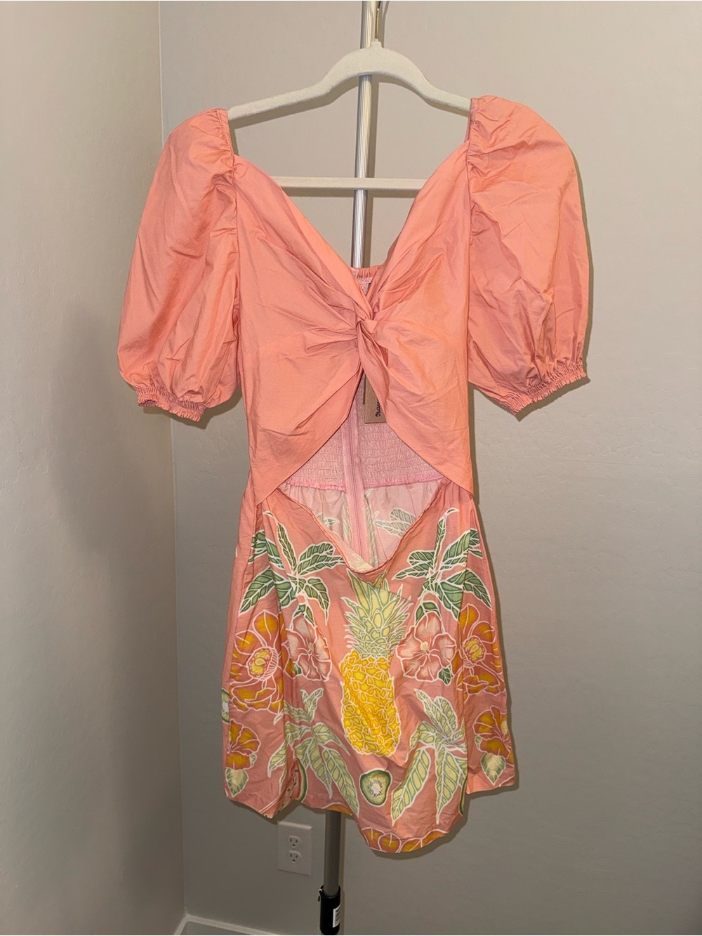 Kenny Flowers Pink Coral Pineapple Cut-Out Mini Dress Limited Edition